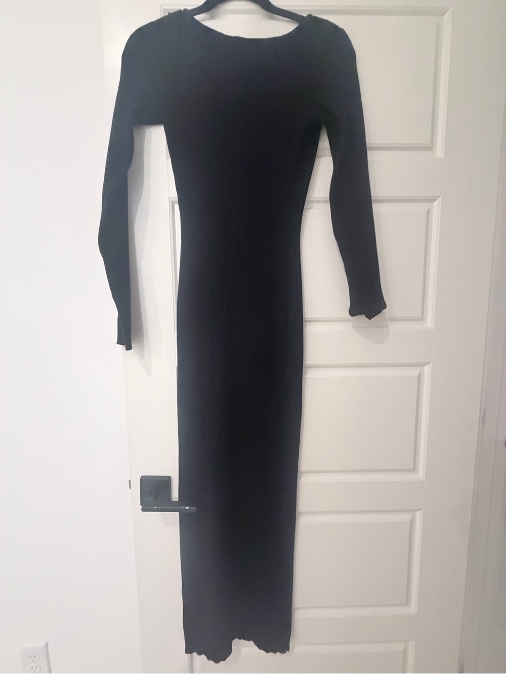 Meshki Black Long Sleeve Knit Maxi Dress
